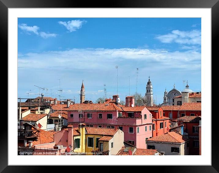 Rooftops of Venice  Framed Mounted Print by Les Schofield