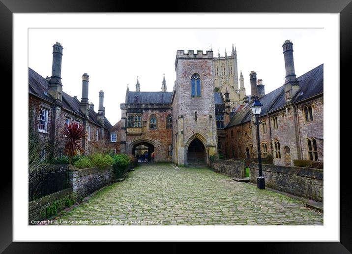 Wells Cathedral Vicars Close  Framed Mounted Print by Les Schofield