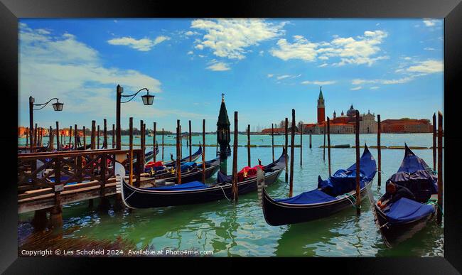 Gondola's on the Grande canal Venice  Framed Print by Les Schofield