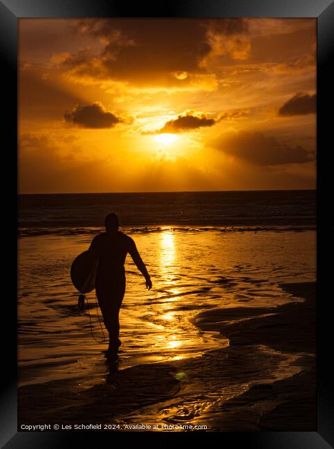 The Surfer Framed Print by Les Schofield