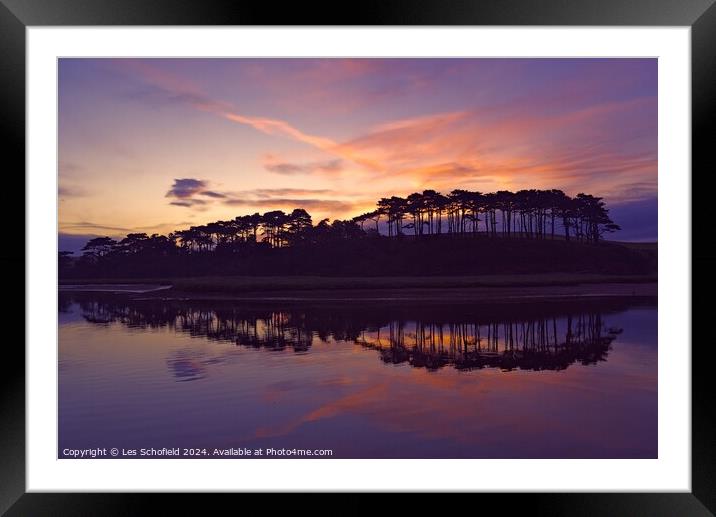 Dawn Reflection Budleigh  Salterton Devon Framed Mounted Print by Les Schofield
