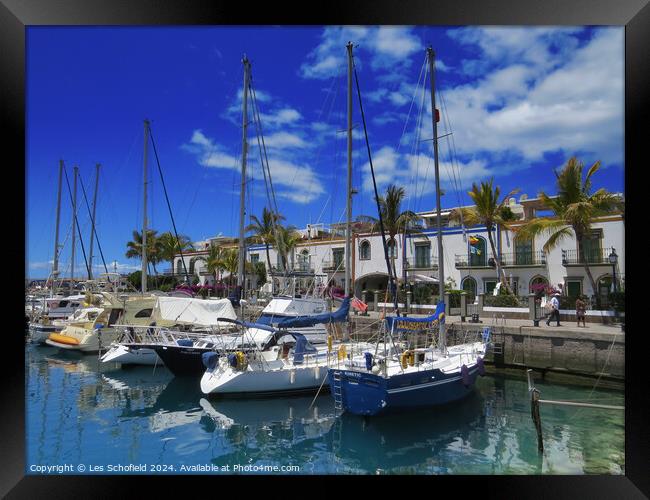 Mogan Harbour Gran Canarias  Framed Print by Les Schofield