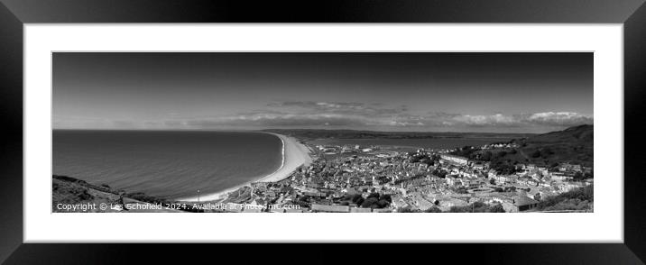 Panoramic Chesil Beach Dorset Framed Mounted Print by Les Schofield