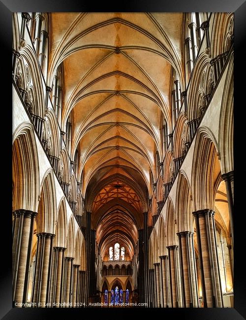 Salisbury cathedral  Framed Print by Les Schofield