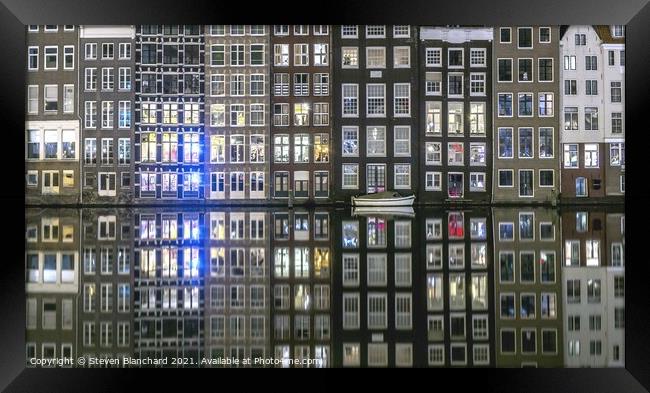 Amsterdam canal reflections  Framed Print by Steven Blanchard