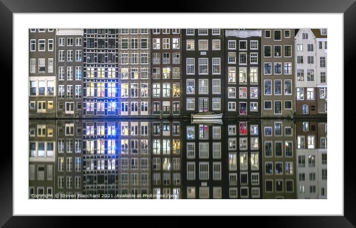 Amsterdam canal reflections  Framed Mounted Print by Steven Blanchard