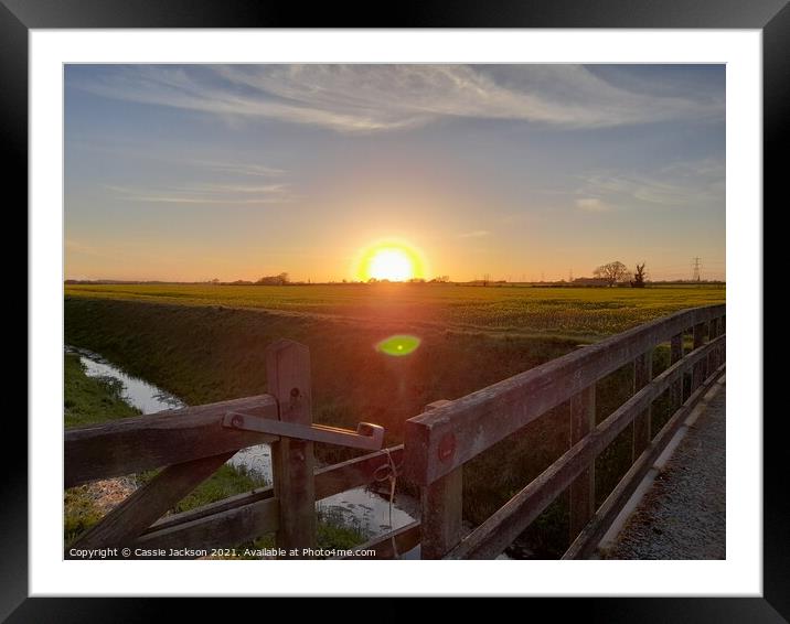 Sunset over Stream Framed Mounted Print by Cassie Jackson