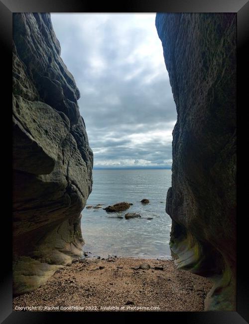 Sea through the rocks.  Framed Print by Rachel Goodfellow