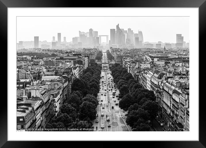 View from Arc de Triomphe at Paris business district La Defense France Framed Mounted Print by Marcin Rogozinski