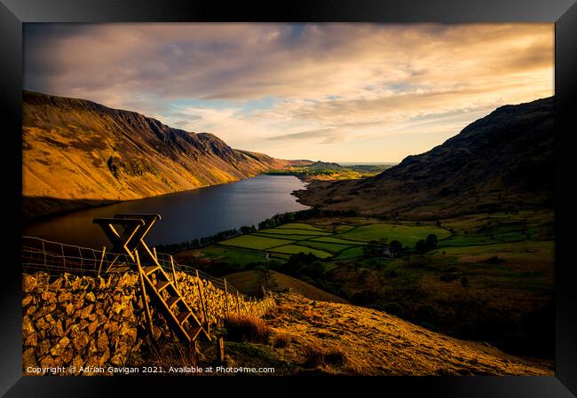 Wast Water at Sunset Framed Print by Adrian Gavigan