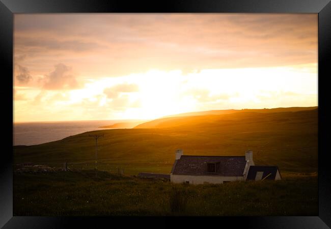 Sunset on Scottish Croft Framed Print by Anna Hamill
