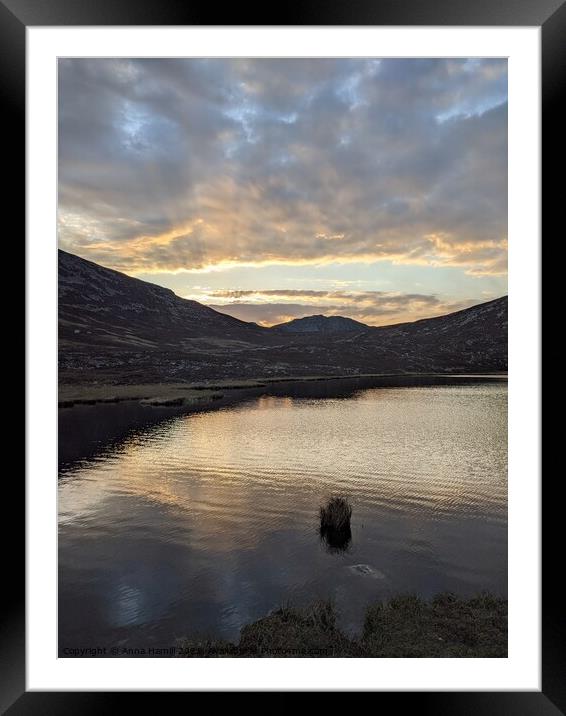 Lake in the mourne mountains of northern ireland Framed Mounted Print by Anna Hamill