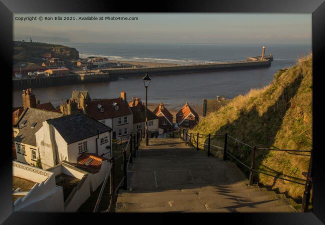 Climbing to Whitby's Heavenly Heights Framed Print by Ron Ella