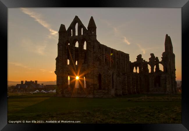 Radiant Whitby Abbey at Sunset Framed Print by Ron Ella