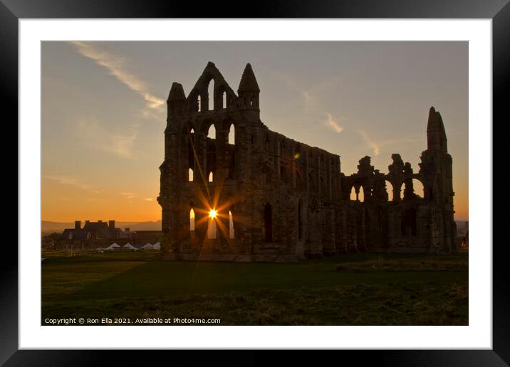 Radiant Whitby Abbey at Sunset Framed Mounted Print by Ron Ella