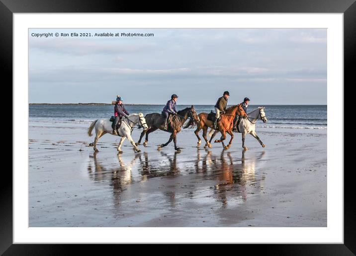 Coastal Horseback Riders Framed Mounted Print by Ron Ella