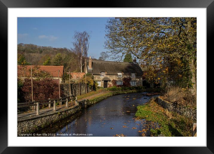 Chocolate Box Cottage by the Stream Framed Mounted Print by Ron Ella