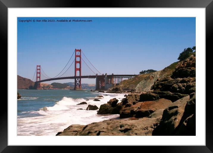 The Golden Gate's Coastal Beauty Framed Mounted Print by Ron Ella