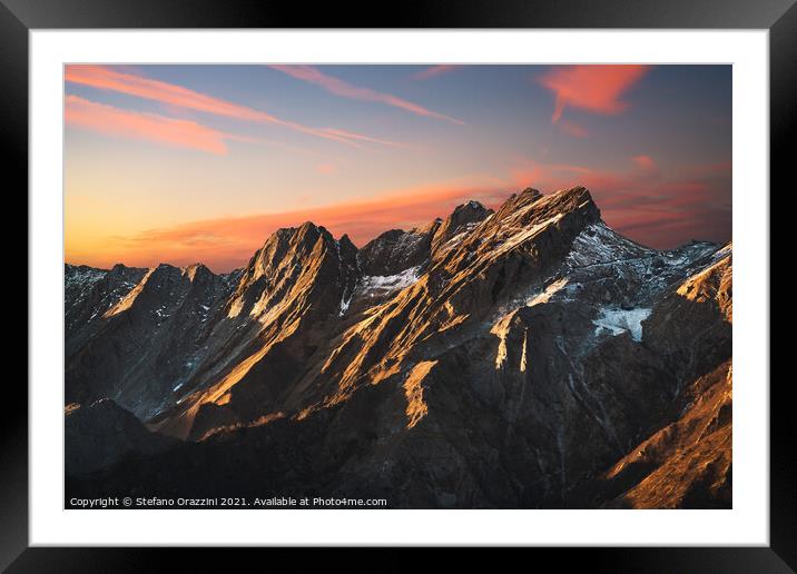 Red Sunset in Alpi Apuane Framed Mounted Print by Stefano Orazzini