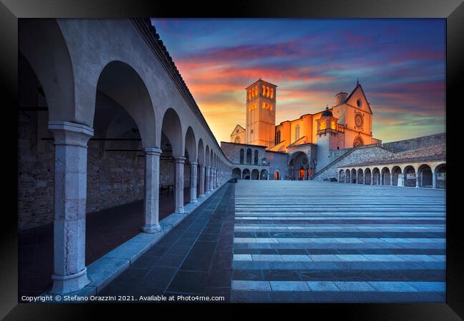 Assisi, San Francesco Basilica Sunset Framed Print by Stefano Orazzini