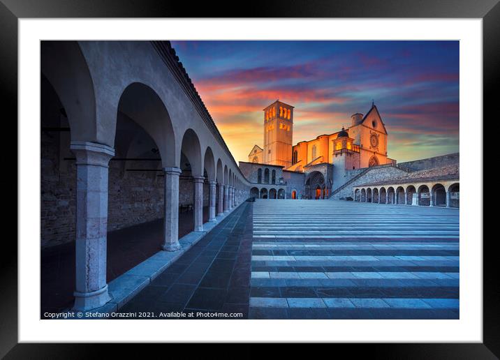 Assisi, San Francesco Basilica Sunset Framed Mounted Print by Stefano Orazzini