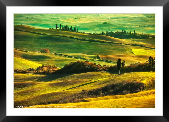 Tuscany rolling hills landscape Framed Mounted Print by Stefano Orazzini