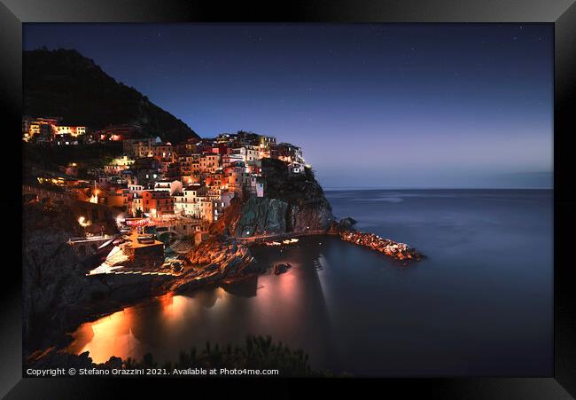 Night in Manarola Framed Print by Stefano Orazzini