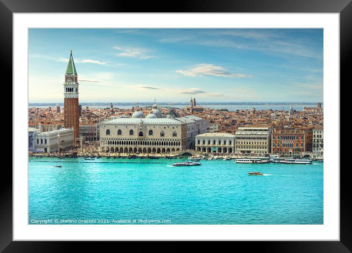 Venice Grand Canal aerial view. Italy Framed Mounted Print by Stefano Orazzini