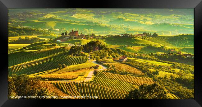 Grinzane Cavour Panorama. Langhe, Piemonte Framed Print by Stefano Orazzini