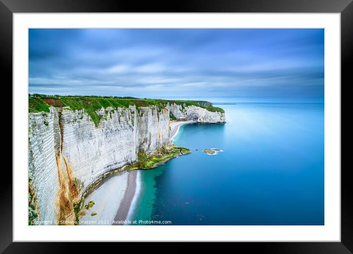 Etretat, Panorama towards Le Havre Framed Mounted Print by Stefano Orazzini