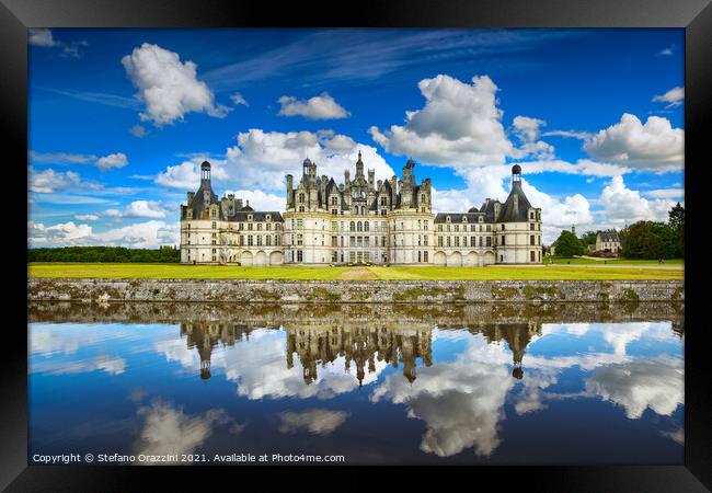 Chateau de Chambord and Reflections. Loire Framed Print by Stefano Orazzini