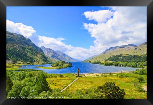 Glenfinnan Monument and Loch Shiel. Highlands, Scotland Framed Print by Stefano Orazzini