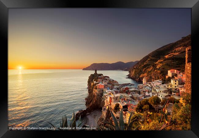 Vernazza and the Sun Framed Print by Stefano Orazzini