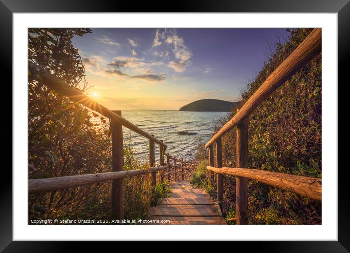 Descent to the sea, Cala Violina beach Framed Mounted Print by Stefano Orazzini