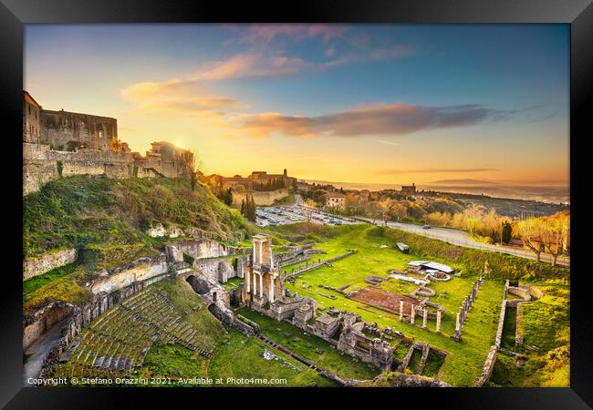 Volterra, roman theatre ruins at sunset. Tuscany Framed Print by Stefano Orazzini