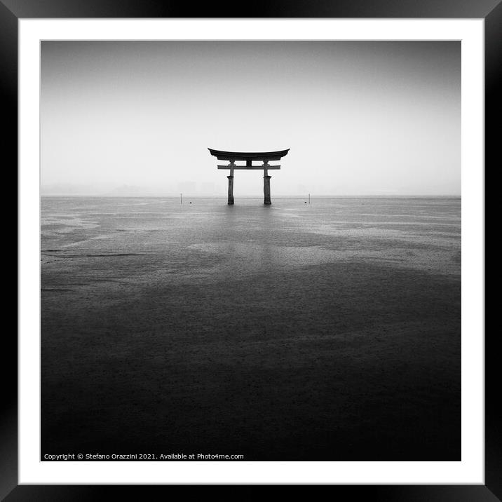 Itsukushima Torii Under the Rain (2010) Framed Mounted Print by Stefano Orazzini