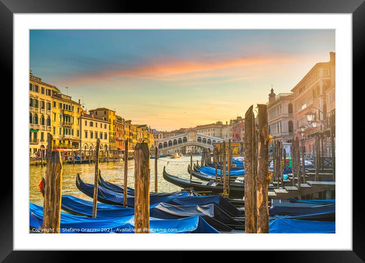 Venice Grand Canal and Rialto bridge Framed Mounted Print by Stefano Orazzini