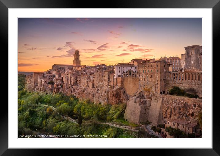 Pitigliano medieval village. Tuscany Framed Mounted Print by Stefano Orazzini