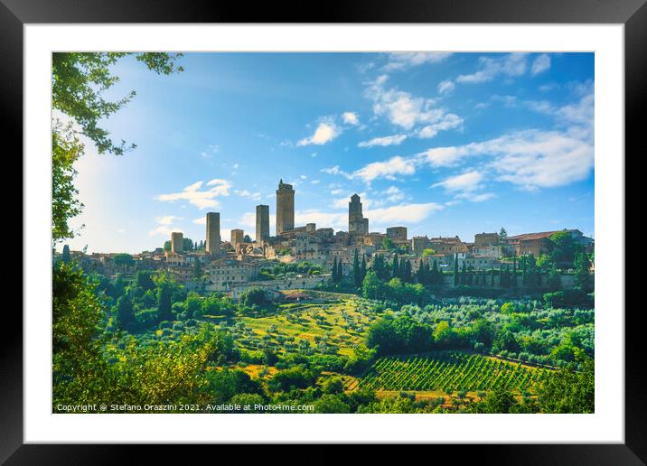 San Gimignano village skyline Framed Mounted Print by Stefano Orazzini