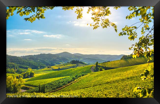 Radda in Chianti vineyards. Tuscany, Italy Framed Print by Stefano Orazzini