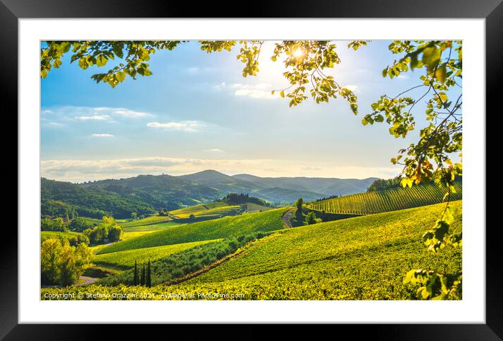 Radda in Chianti vineyards. Tuscany, Italy Framed Mounted Print by Stefano Orazzini