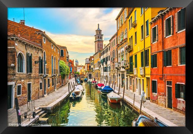 Venice rio San Barnaba water canal. Italy Framed Print by Stefano Orazzini