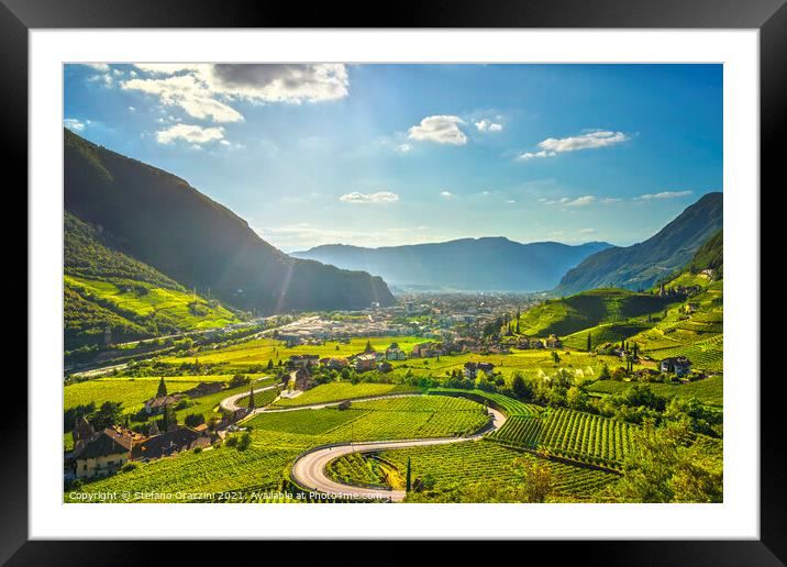 Vineyards view in Bolzano. Sudtirol, Italy Framed Mounted Print by Stefano Orazzini
