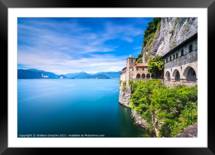 Hermitage of Santa Caterina del Sasso monastery. Lake Maggiore Framed Mounted Print by Stefano Orazzini