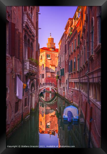 Venice cityscape, canal and bridge. Italy Framed Print by Stefano Orazzini