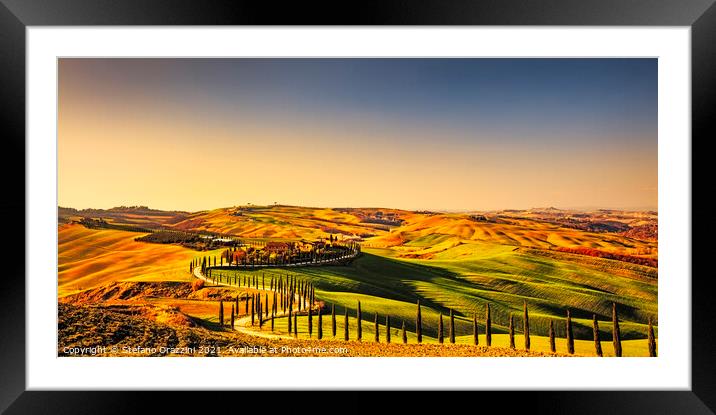 Panoramic landscape in Tuscany Framed Mounted Print by Stefano Orazzini