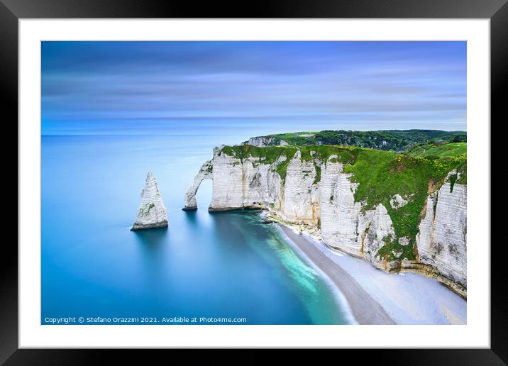 Etretat Aval cliff and arch. Normandy, France Framed Mounted Print by Stefano Orazzini