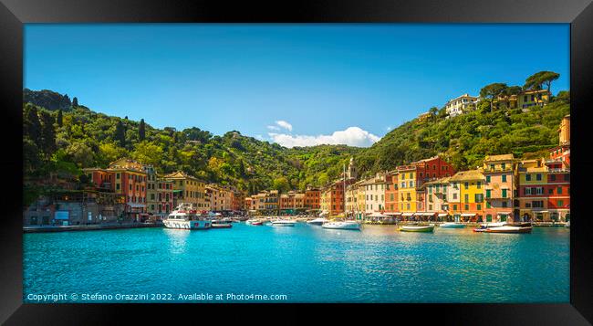 Portofino village and little marina. Liguria, Italy Framed Print by Stefano Orazzini