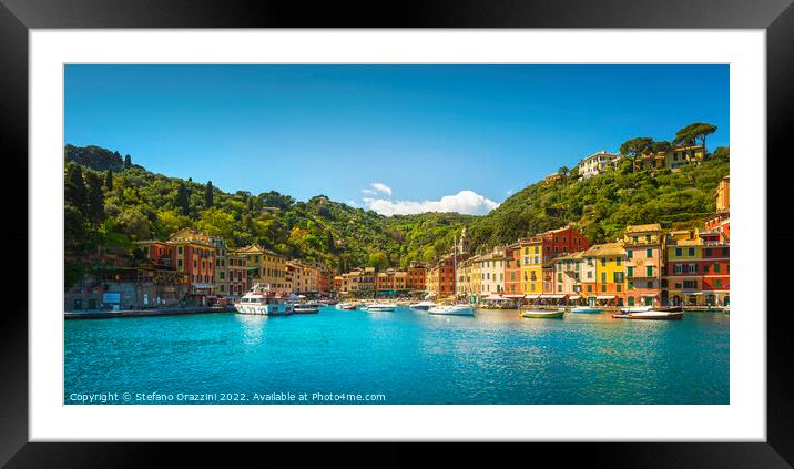 Portofino village and little marina. Liguria, Italy Framed Mounted Print by Stefano Orazzini