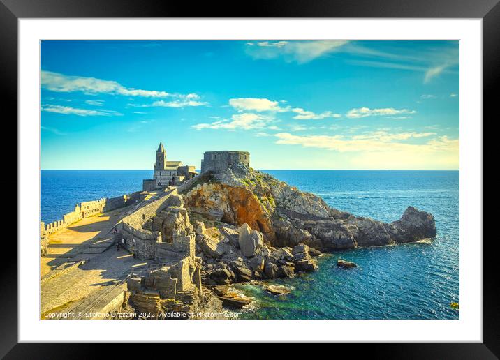 Portovenere, San Pietro church. Liguria Italy Framed Mounted Print by Stefano Orazzini